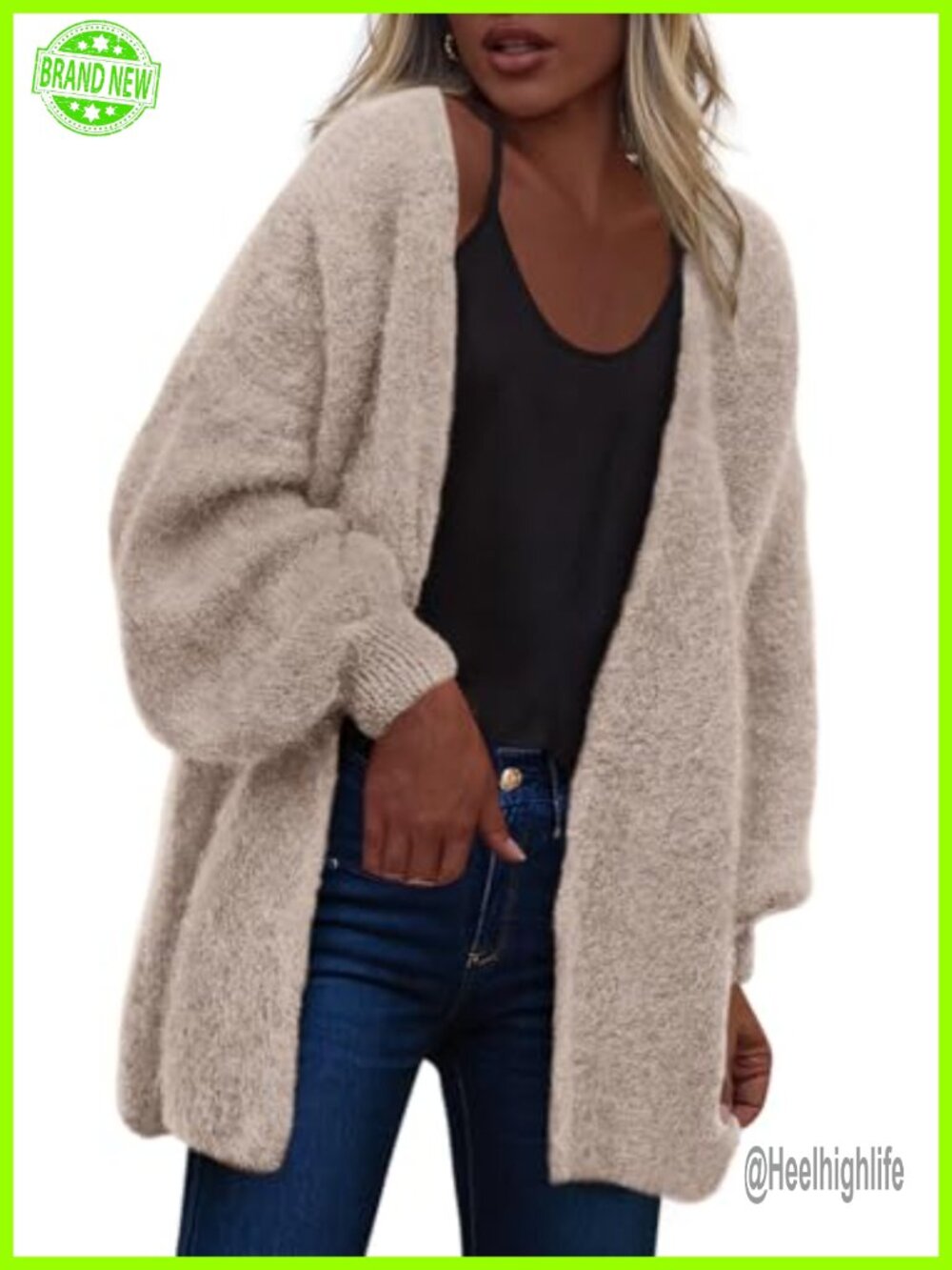 Slouchy Open Front Chunky Knit Cardigan Oversized Sweater